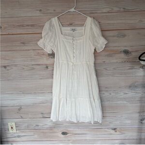 $118 Madewell Puff-Sleeve Drawstring Mini Dress